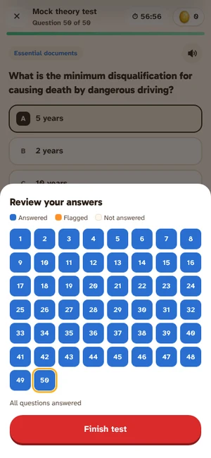 Mock test answer review grid